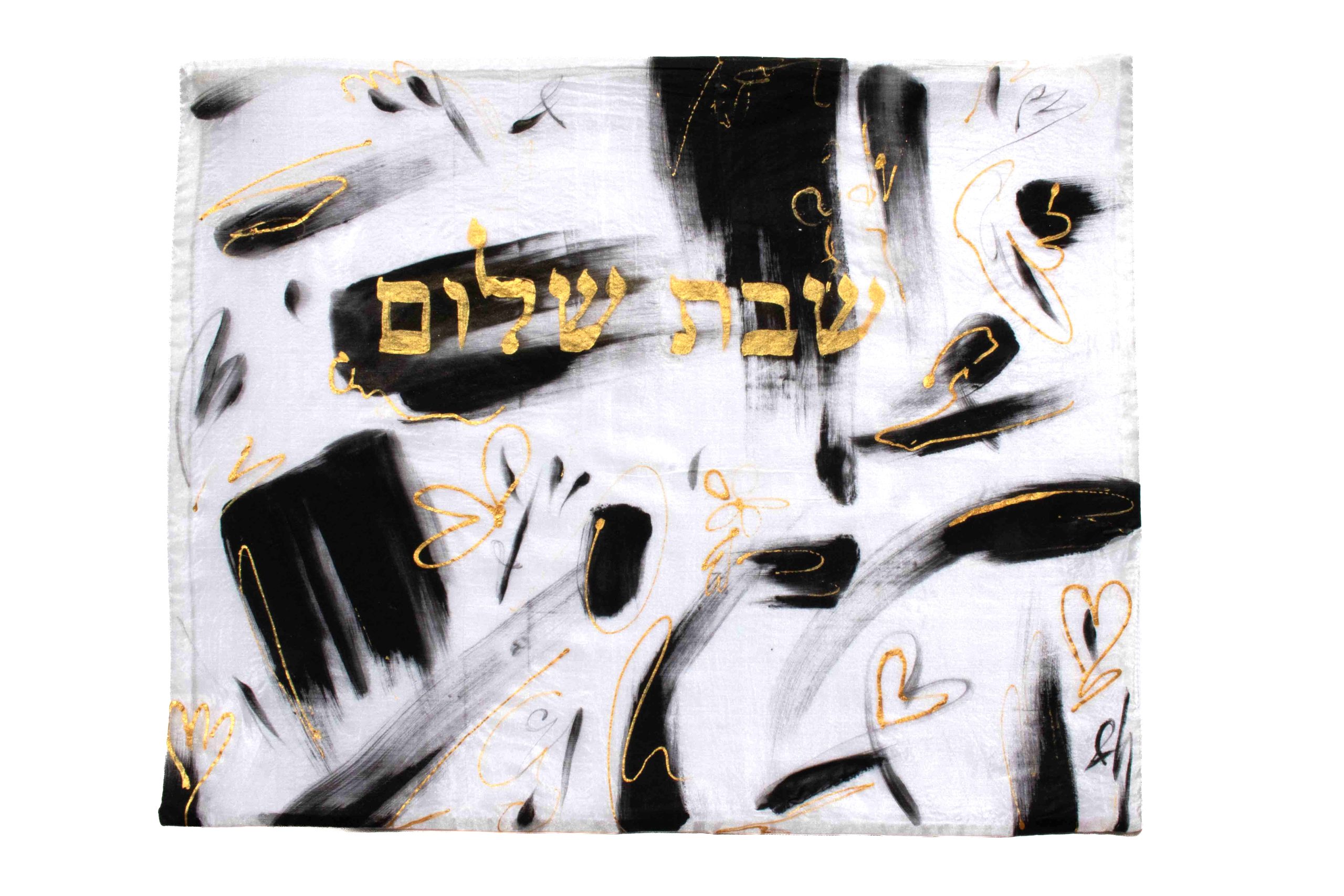 Black strokes - challah cover