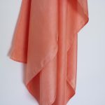 Hand-dyed silk scarf in sun coral tones, rectangle shape (150x50 cm), ideal as a Jewish head covering or tichel.