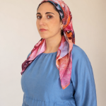Hand-painted silk scarf for head cover