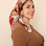 Hand-painted silk scarf for head cover