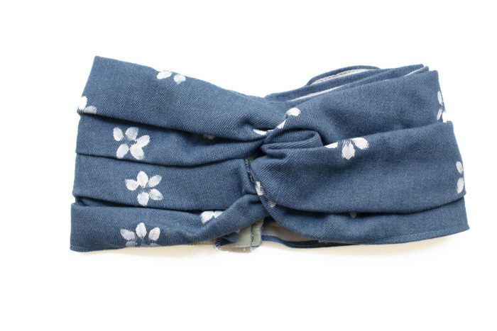 handmade denim turban floral pattern