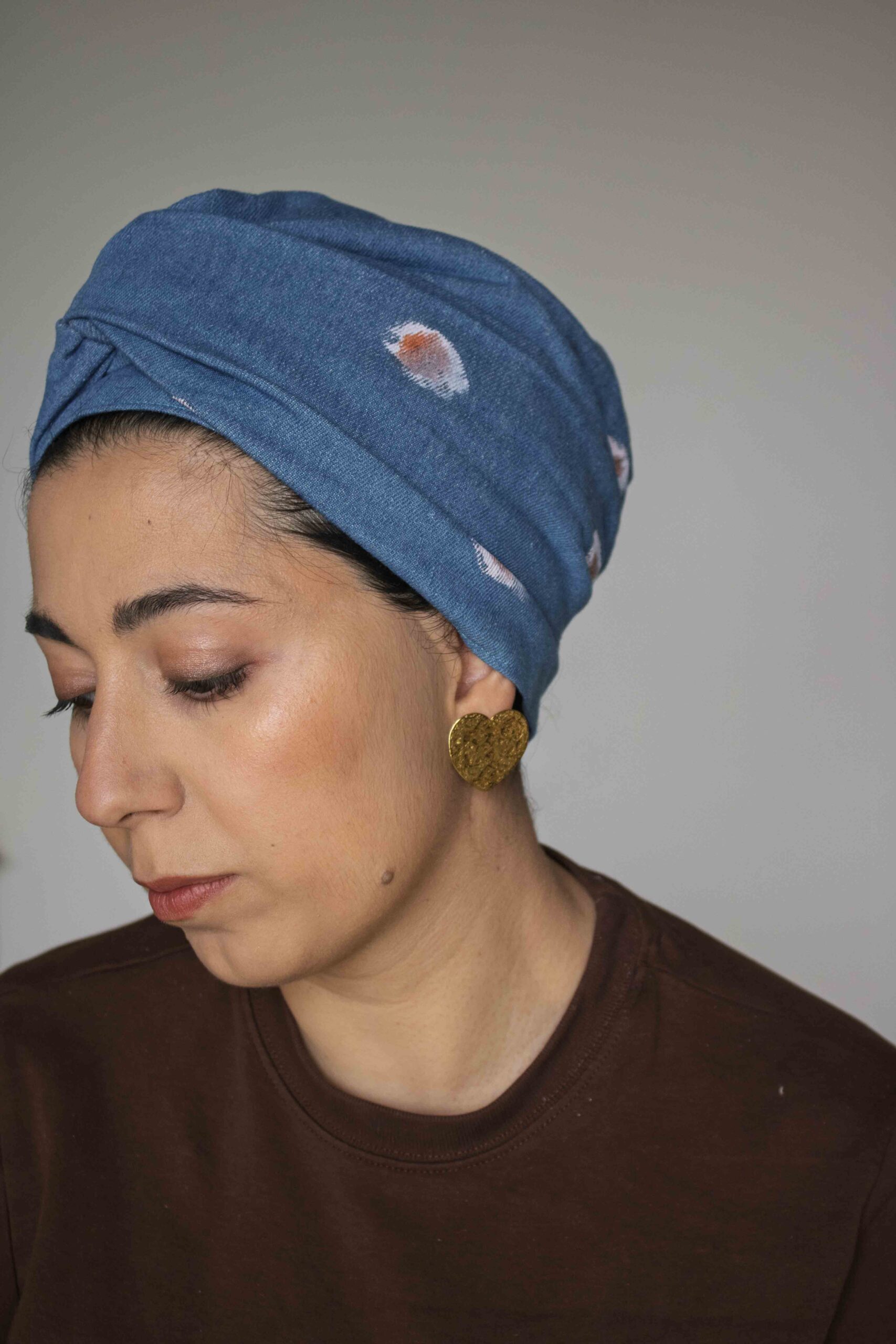 modest turban full coverage denim