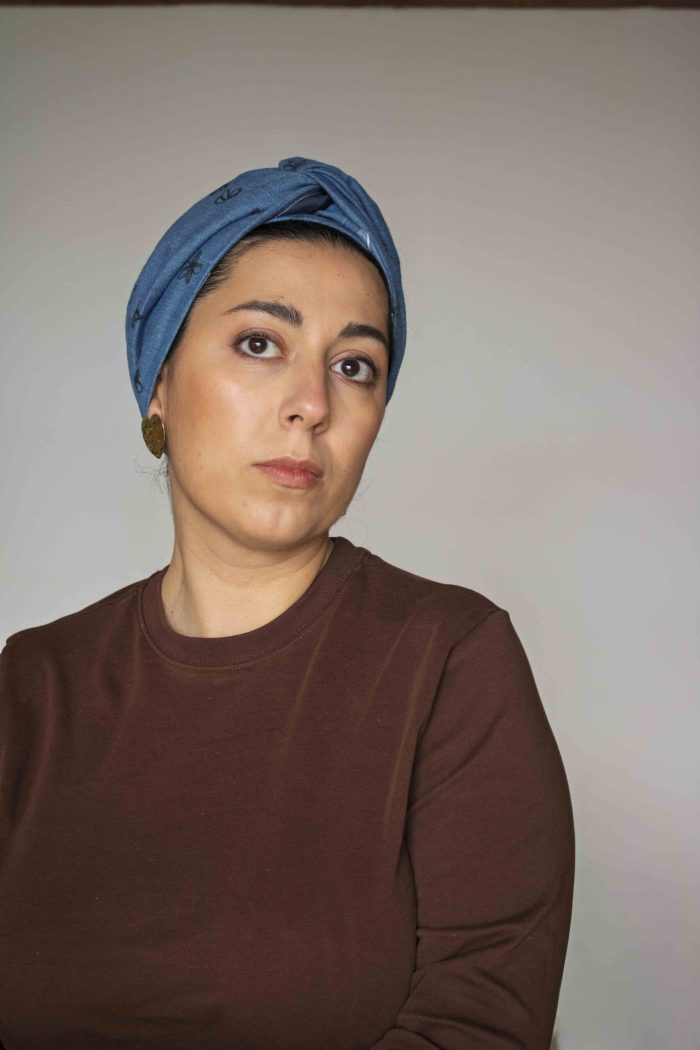 modest denim turban handmade