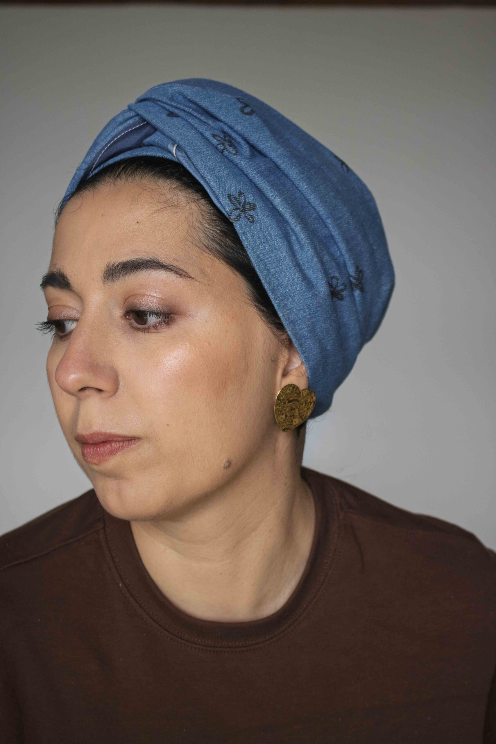 modest denim turban handmade