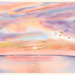 Personalized Baby Name Print Hebrew | Golden Horizon Sunset